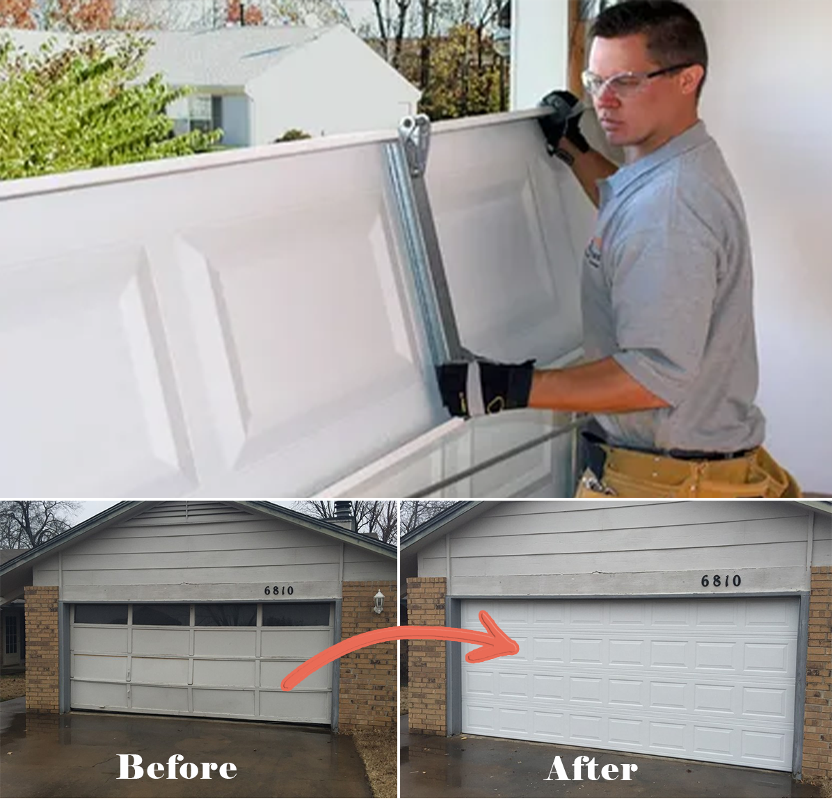before and after garagedoor repair